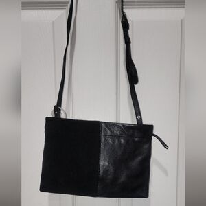 ZARA Black Leather and Suede Bag Convertible to Clutch